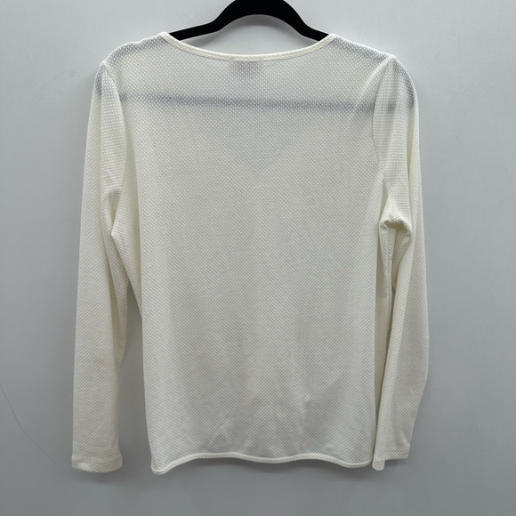 Loft textured white tie woman tie coastal grandma textured casual career top M - Picture 2 of 8